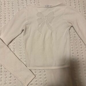 Cream Sweater with Bow Detail